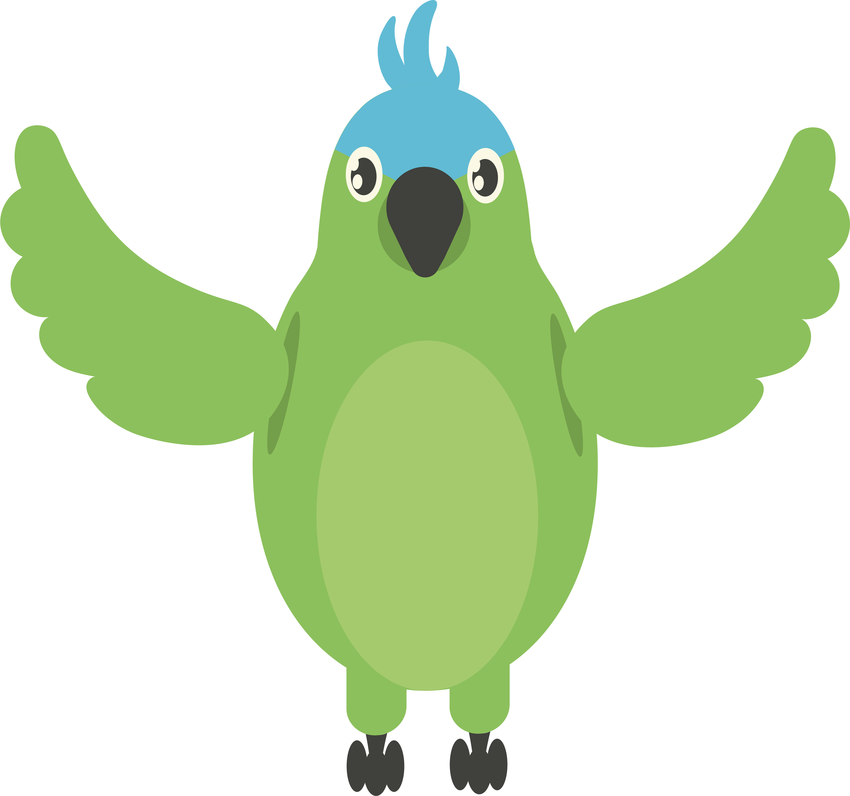 Illustration d'un perroquet de type amazone à front bleu qui saute avec les ailes en l'air